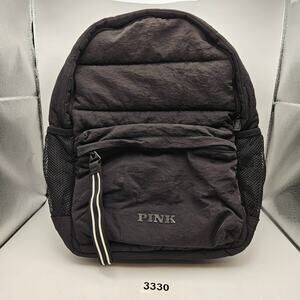 VICTORIAS SECRET PINK BLACK QUILTED NYLON BACKPACK SCHOOL TRAVEL LAPTOP BOOK BAG